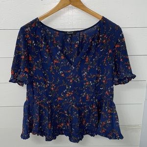 Madewell small blouse navy floral